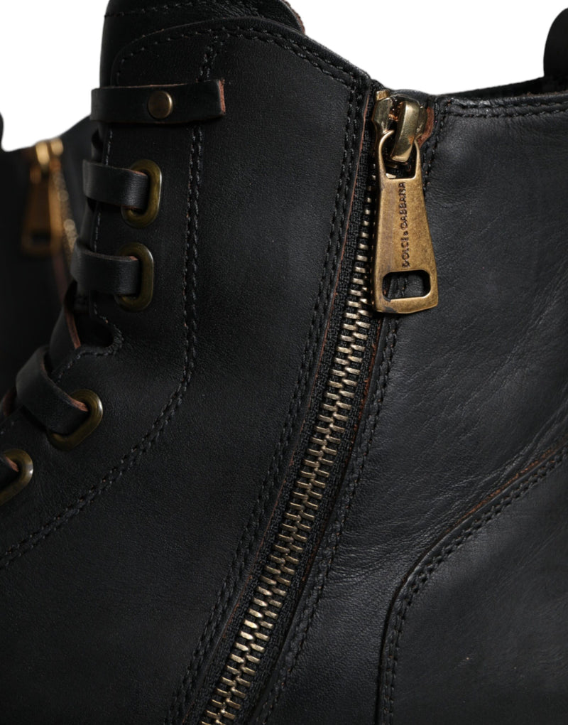 Dolce & Gabbana Bottes Mi-Mollet Lacées Noires pour Homme