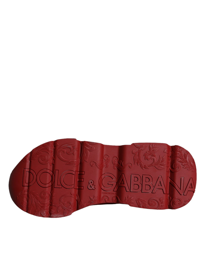 Dolce & Gabbana Red Leather Daymaster Low Top Sneakers