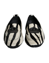 Dolce & Gabbana Black and White Calf Fur Slip-On Loafers for Men