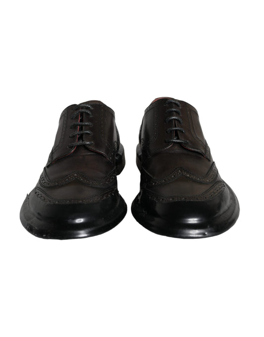 Dolce & Gabbana Black Leather Oxford Wingtip Shoes for Men