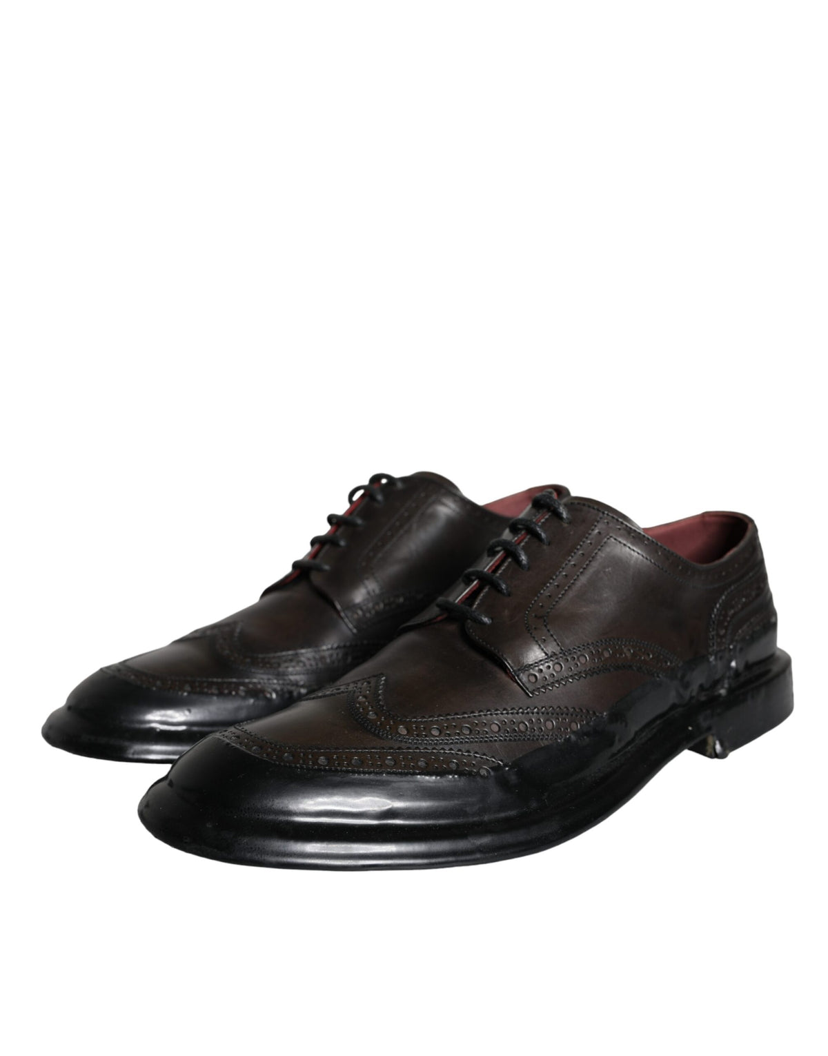 Dolce & Gabbana Black Leather Oxford Wingtip Shoes for Men