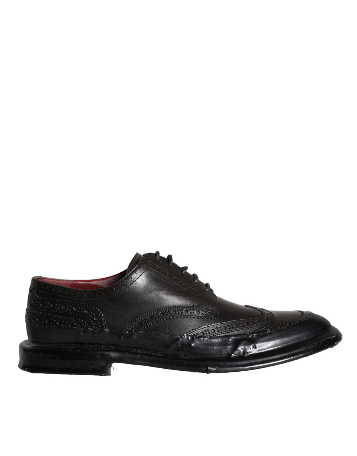 Dolce & Gabbana Black Leather Oxford Wingtip Shoes for Men
