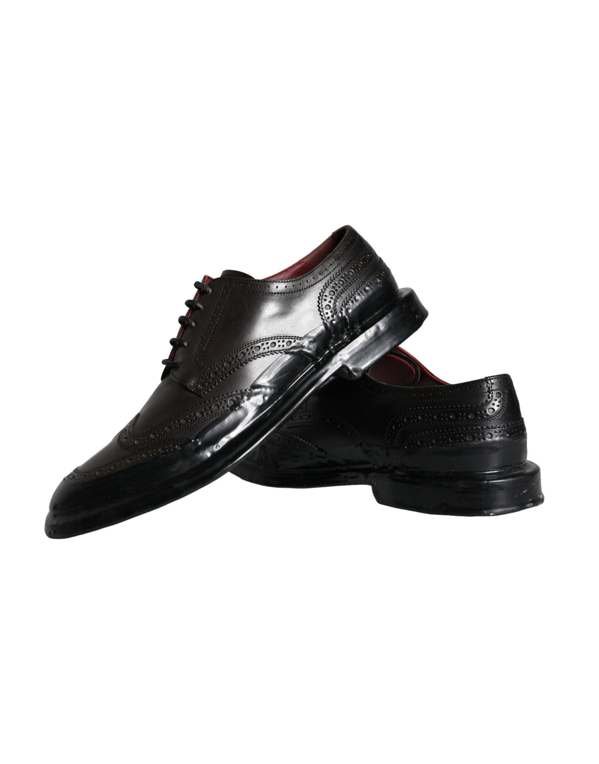 Dolce & Gabbana Black Leather Oxford Wingtip Shoes for Men