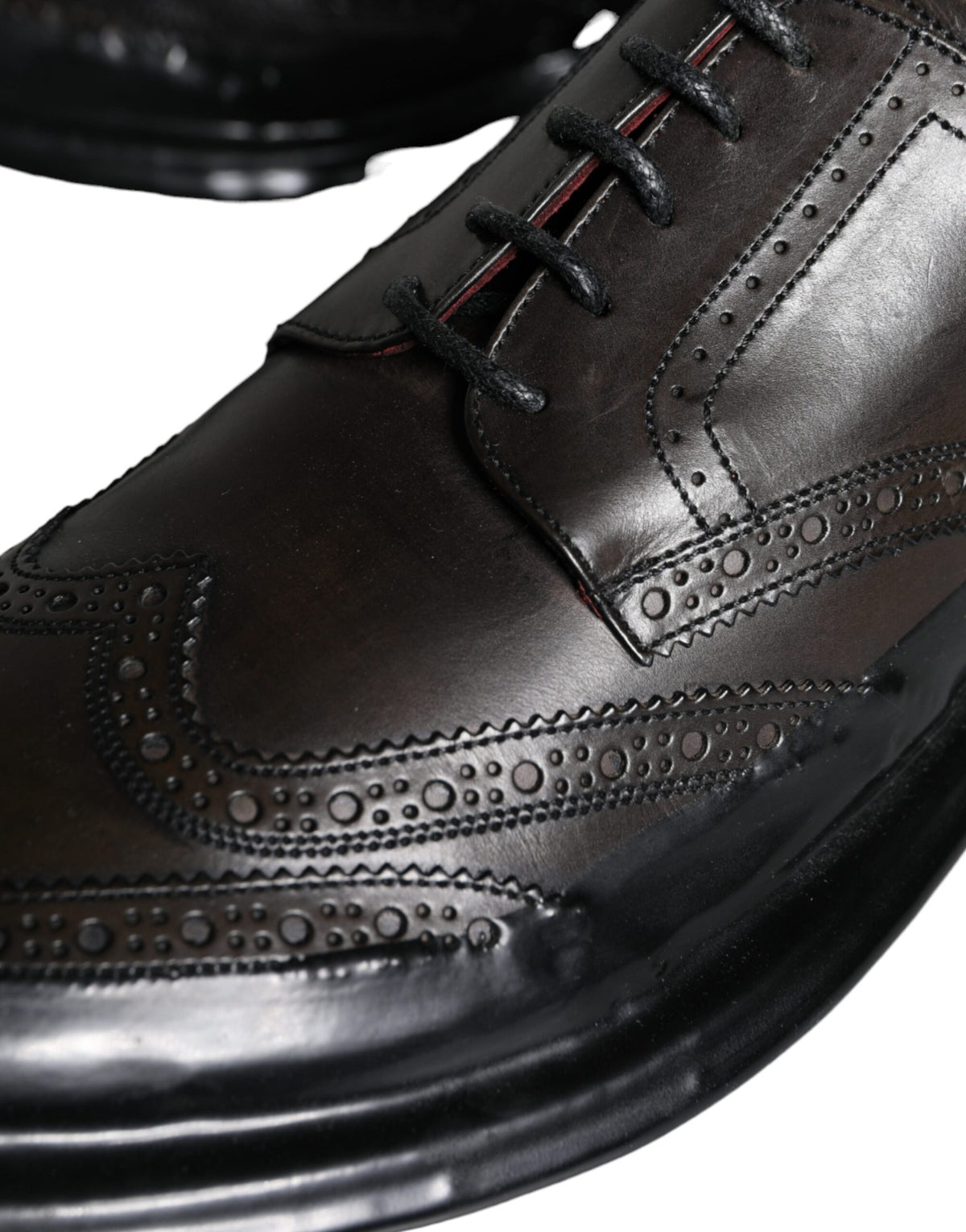 Dolce & Gabbana Black Leather Oxford Wingtip Shoes for Men