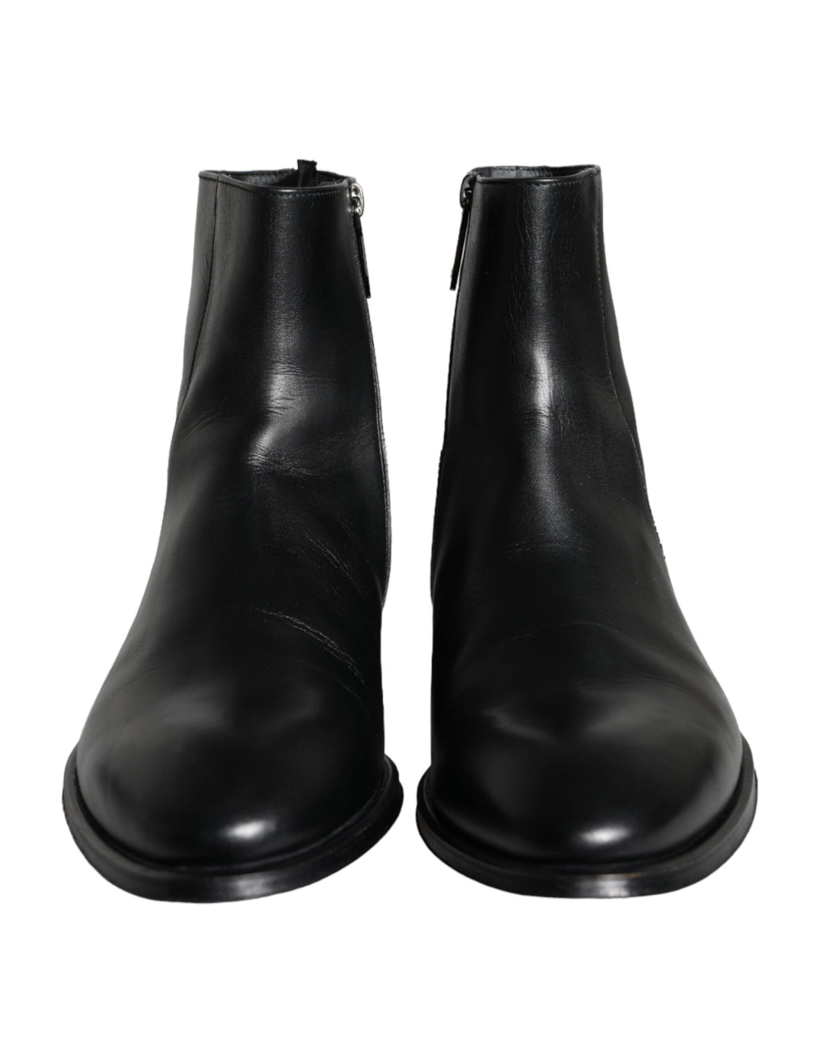 Dolce & Gabbana Black Calf Leather Men Ankle Boots