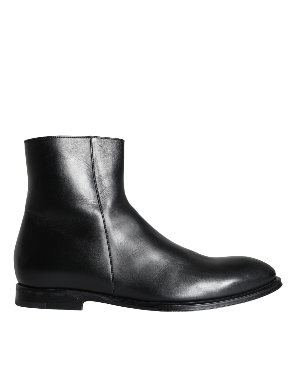 Dolce & Gabbana Black Calf Leather Men Ankle Boots
