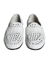 Dolce & Gabbana White Woven Leather Slip-On Loafers for Men
