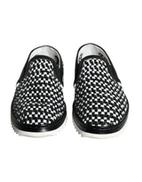 Dolce & Gabbana Black and White Weaved Slip-On Loafers for Men