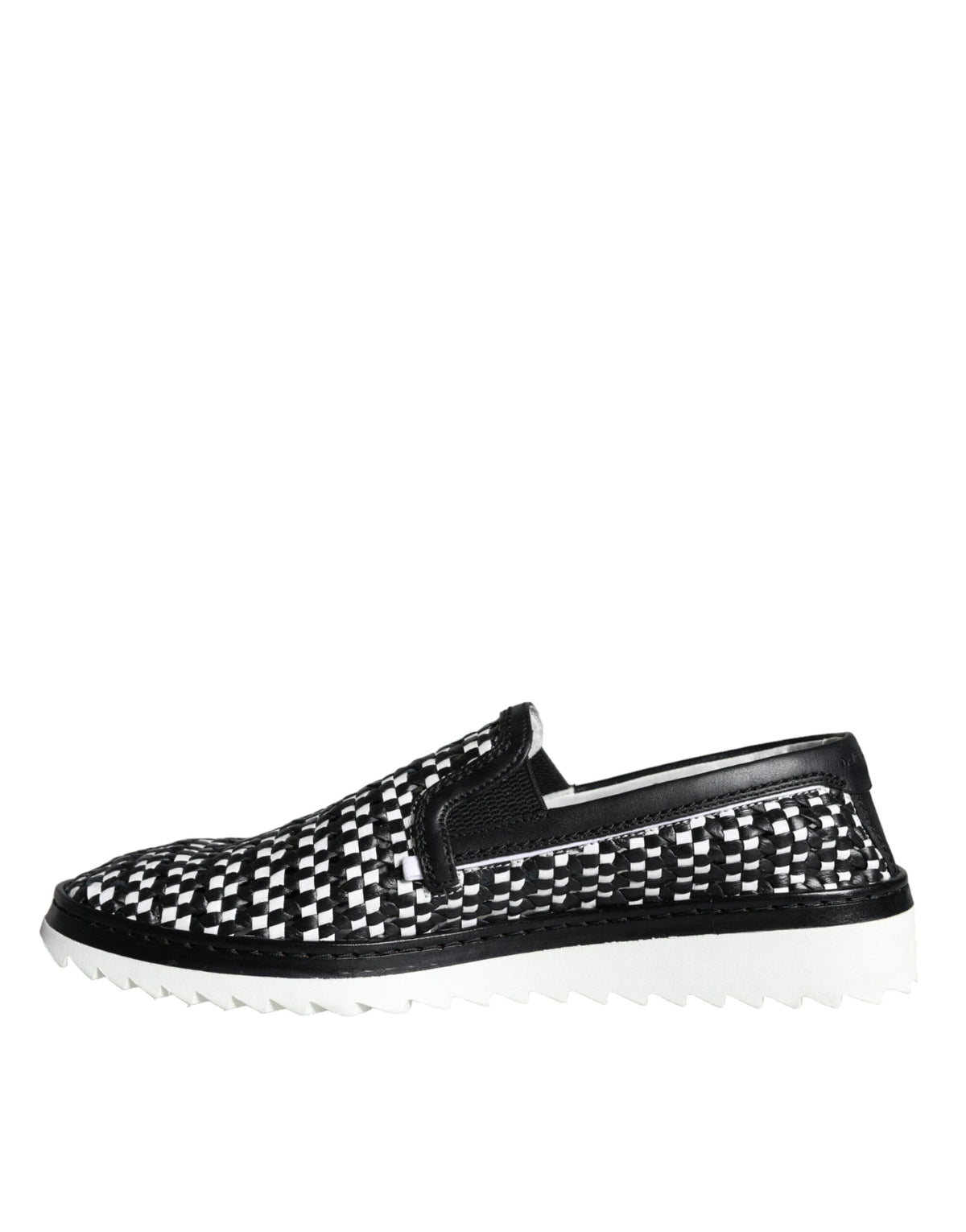 Dolce & Gabbana Black and White Weaved Slip-On Loafers for Men