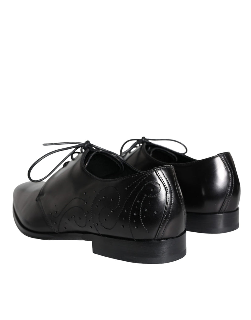 Dolce & Gabbana Derby Shoes en Cuir de Veau Noir pour Hommes