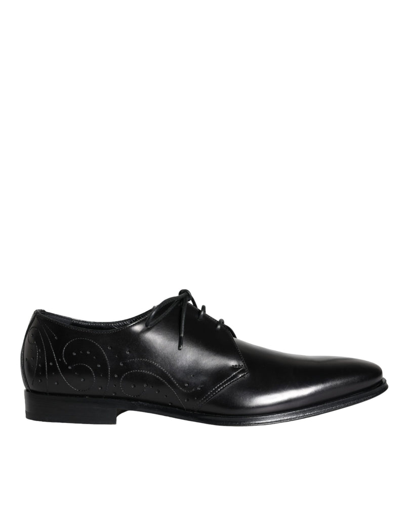 Dolce & Gabbana Derby Shoes en Cuir de Veau Noir pour Hommes