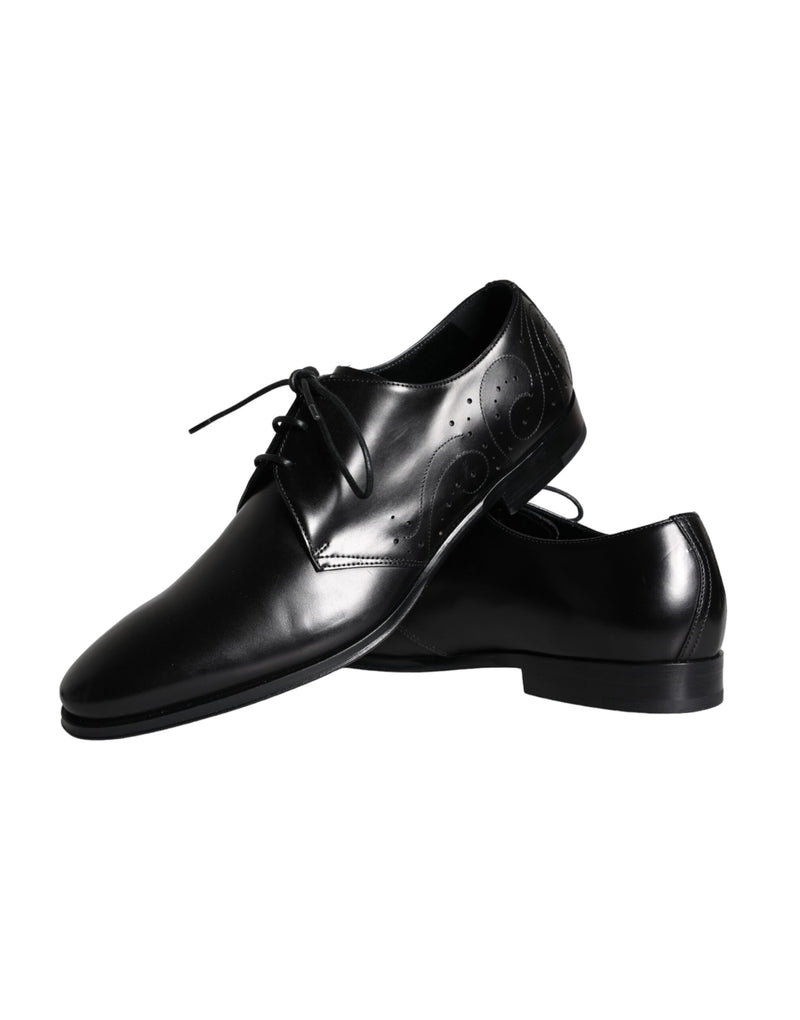 Dolce & Gabbana Derby Shoes en Cuir de Veau Noir pour Hommes