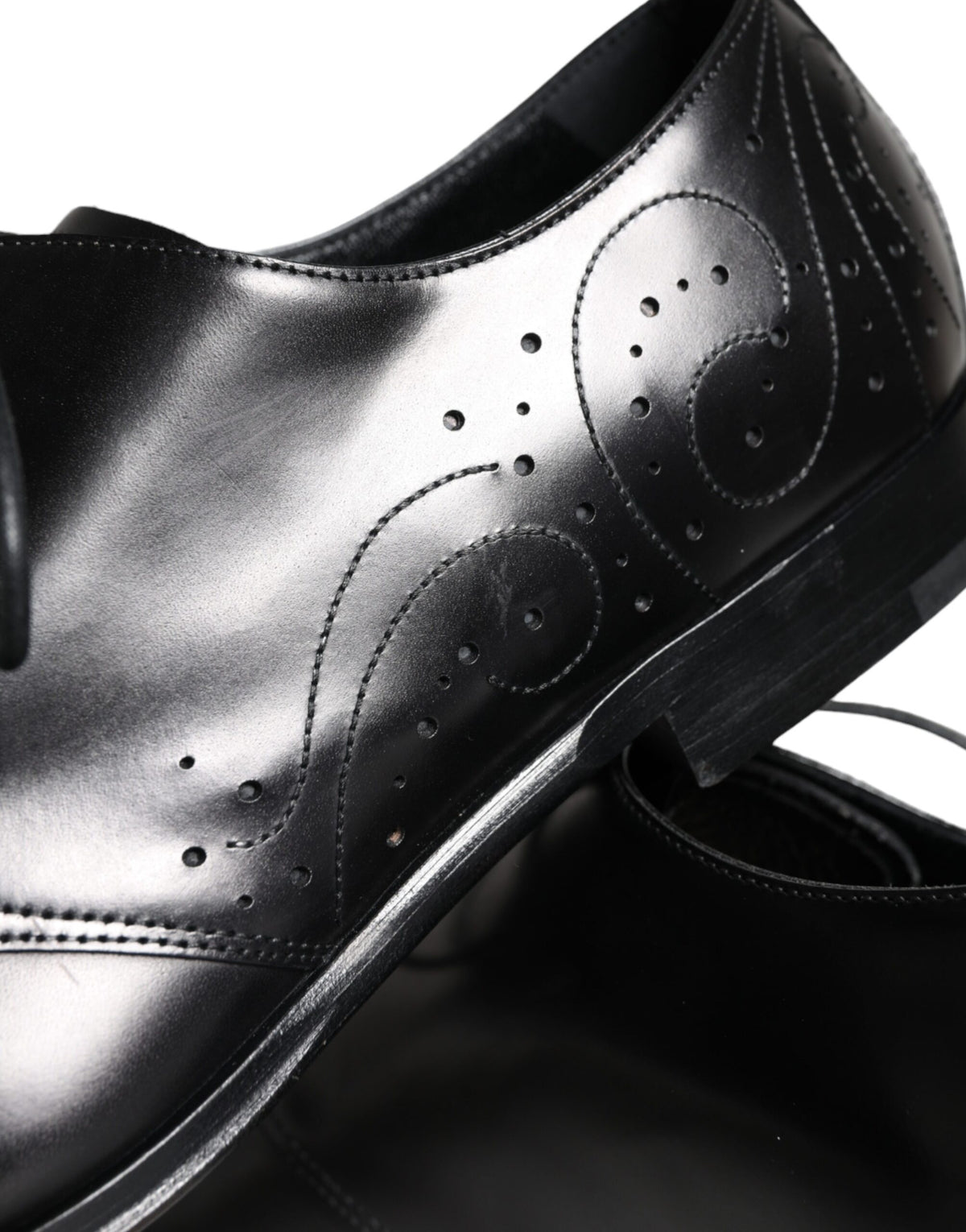 Dolce & Gabbana Derby Shoes en Cuir de Veau Noir pour Hommes