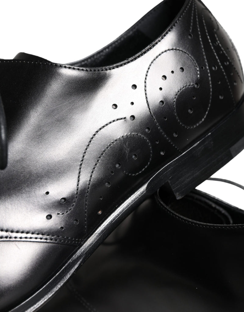 Dolce & Gabbana Derby Shoes en Cuir de Veau Noir pour Hommes