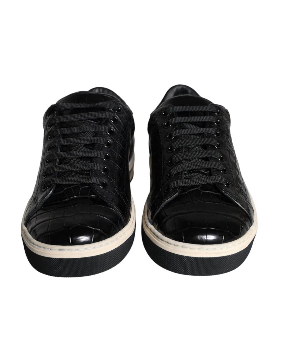 Dolce & Gabbana Sneakers en Cuir Caiman Noir pour Hommes