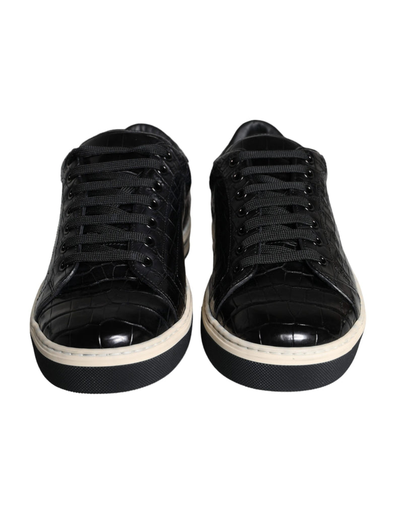 Dolce & Gabbana Sneakers en Cuir Caiman Noir pour Hommes