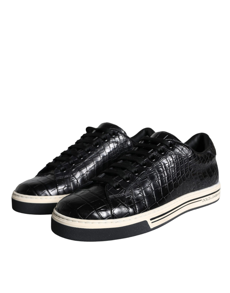 Dolce & Gabbana Sneakers en Cuir Caiman Noir pour Hommes