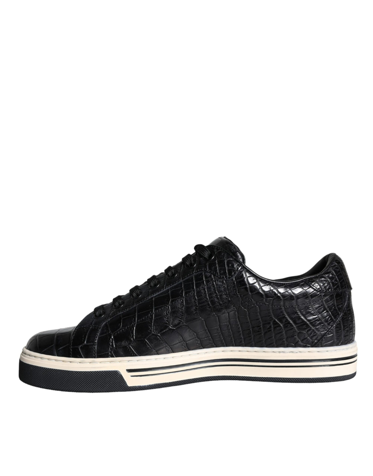 Dolce & Gabbana Sneakers en Cuir Caiman Noir pour Hommes