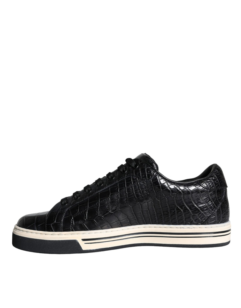Dolce & Gabbana Sneakers en Cuir Caiman Noir pour Hommes