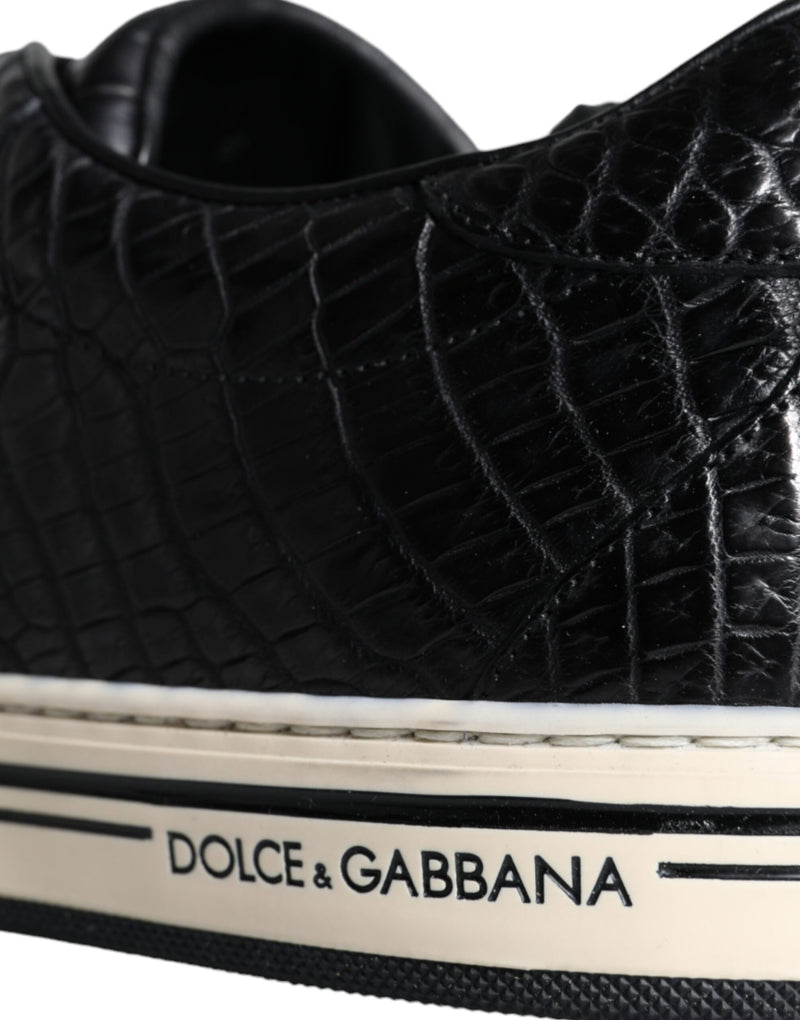 Dolce & Gabbana Sneakers en Cuir Caiman Noir pour Hommes
