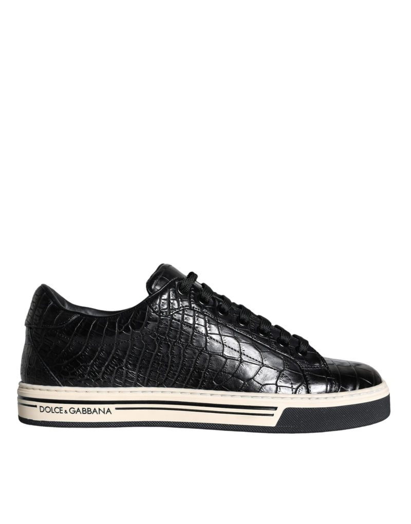 Dolce & Gabbana Sneakers en Cuir Caiman Noir pour Hommes