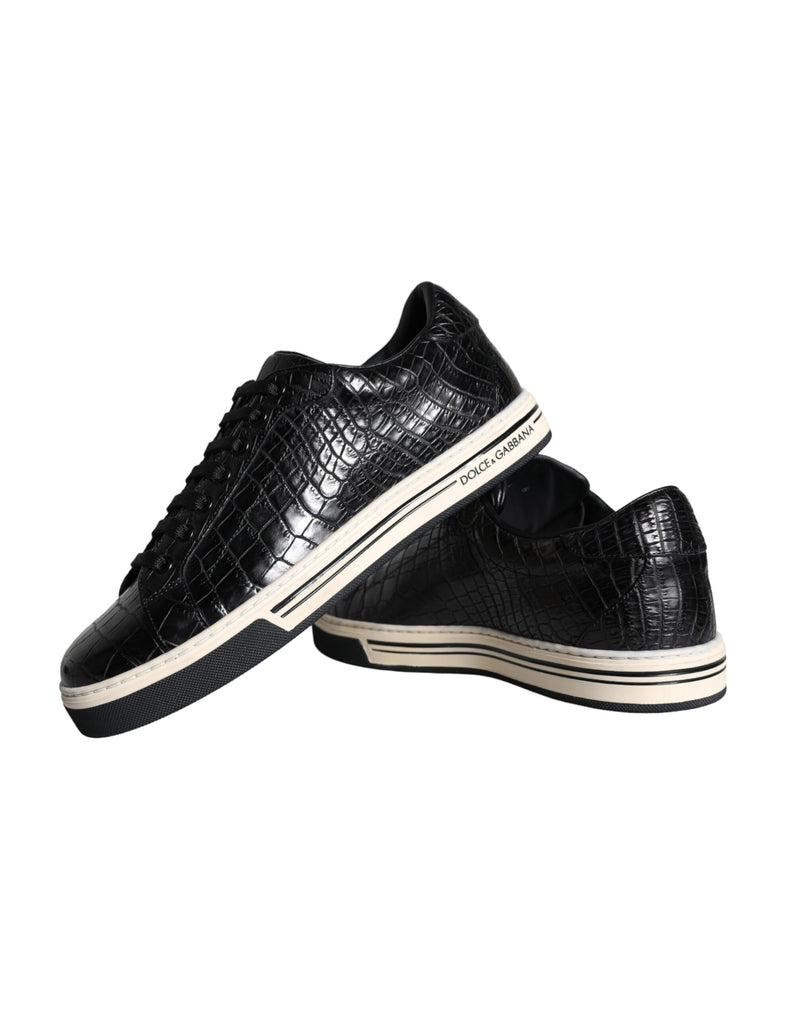 Dolce & Gabbana Sneakers en Cuir Caiman Noir pour Hommes