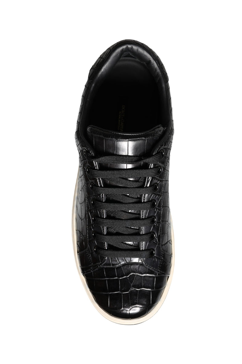 Dolce & Gabbana Sneakers en Cuir Caiman Noir pour Hommes