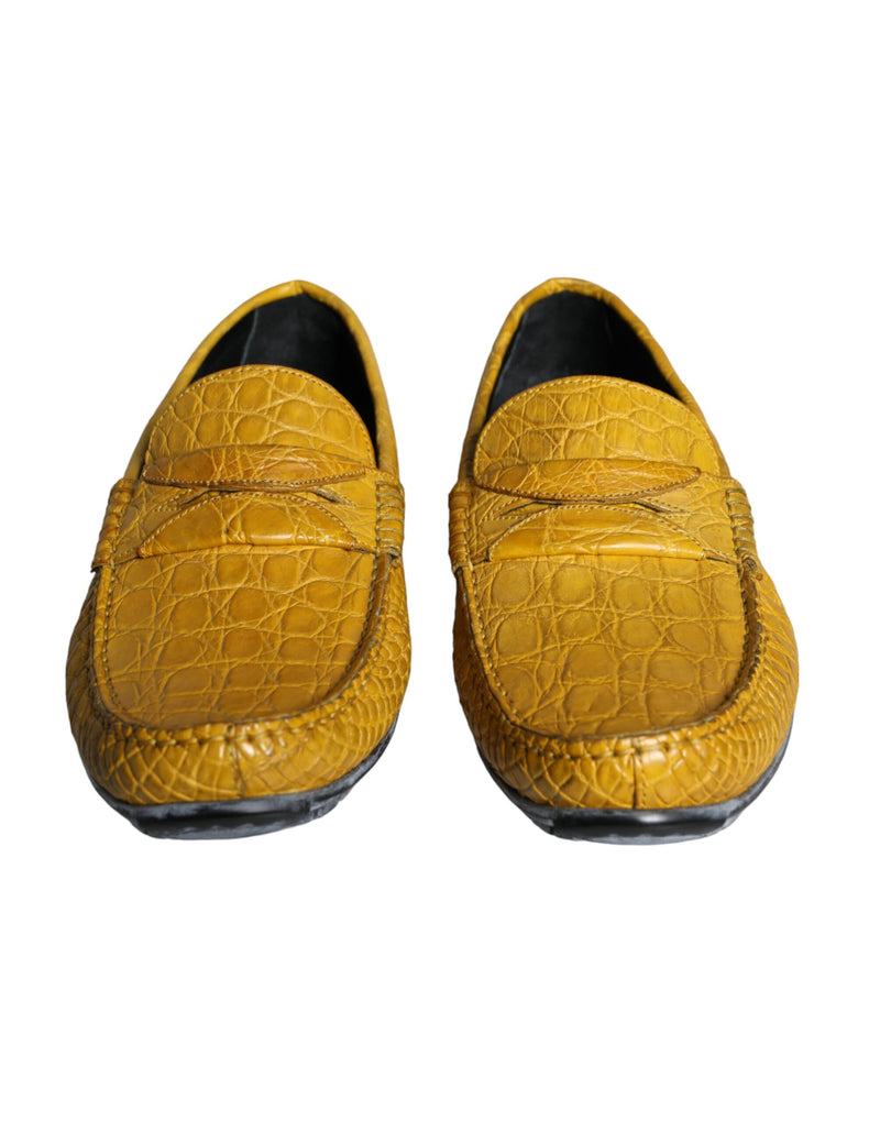 Dolce & Gabbana Yellow Leather Slip Mocassin Loafers