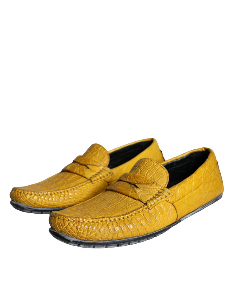 Dolce & Gabbana Yellow Leather Slip Mocassin Loafers