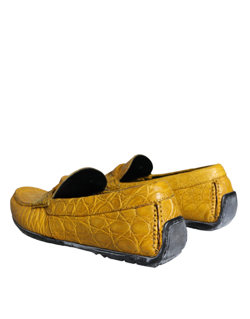 Dolce & Gabbana Yellow Leather Slip Mocassin Loafers