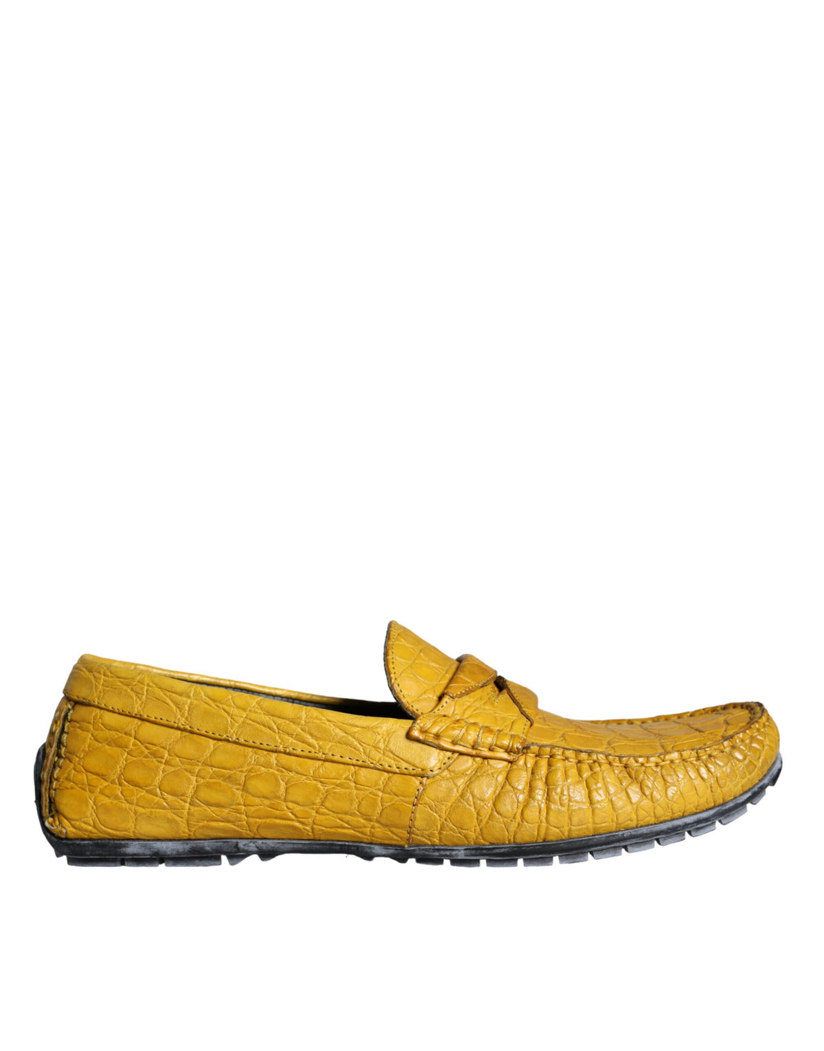 Dolce & Gabbana Yellow Leather Slip Mocassin Loafers