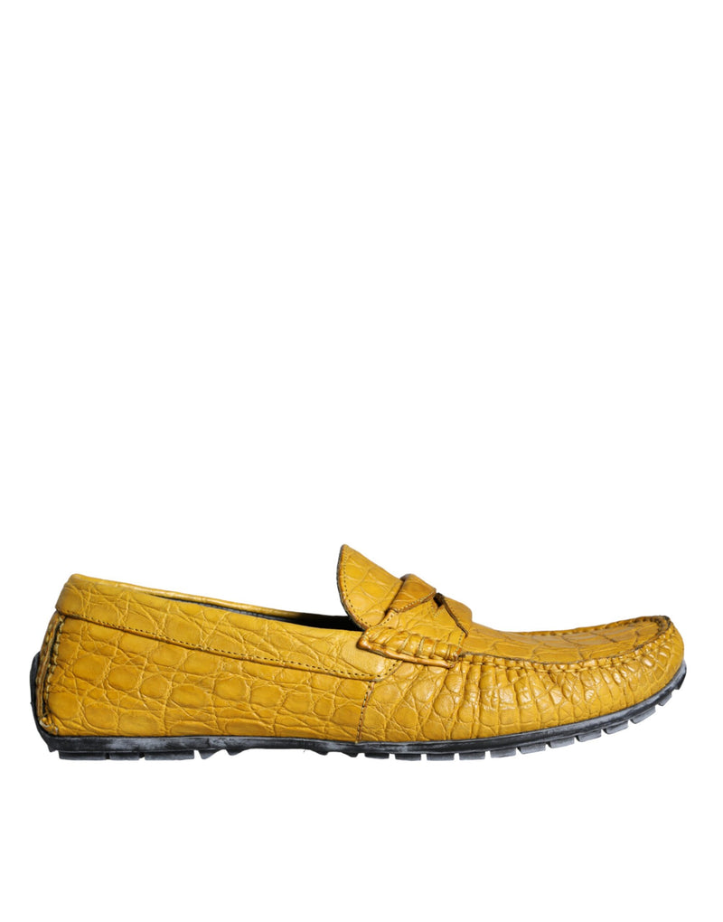 Dolce & Gabbana Yellow Leather Slip Mocassin Loafers