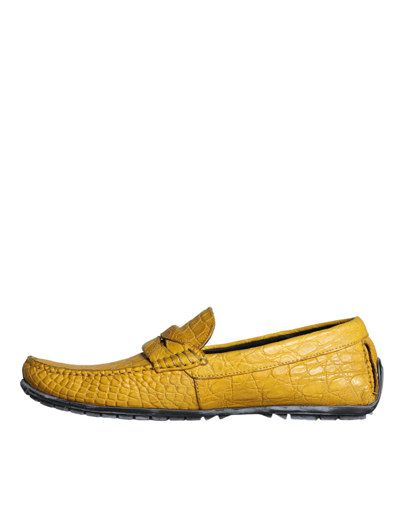 Dolce & Gabbana Yellow Leather Slip Mocassin Loafers