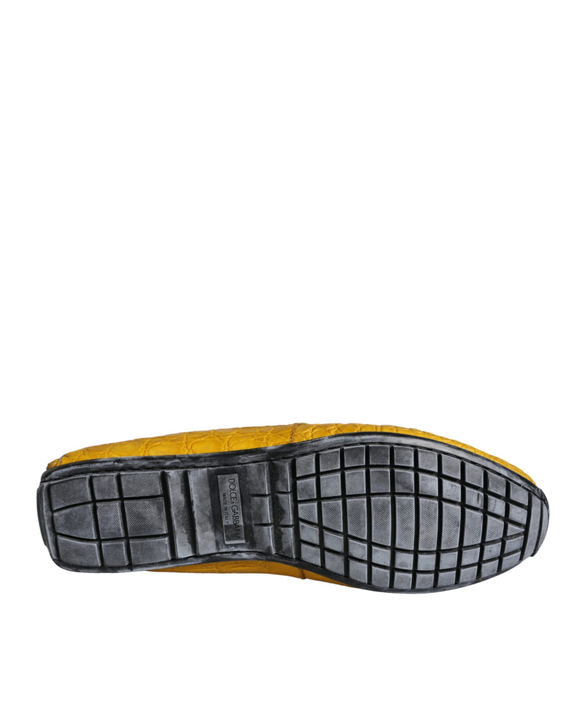 Dolce & Gabbana Yellow Leather Slip Mocassin Loafers
