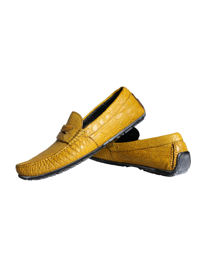 Dolce & Gabbana Yellow Leather Slip Mocassin Loafers