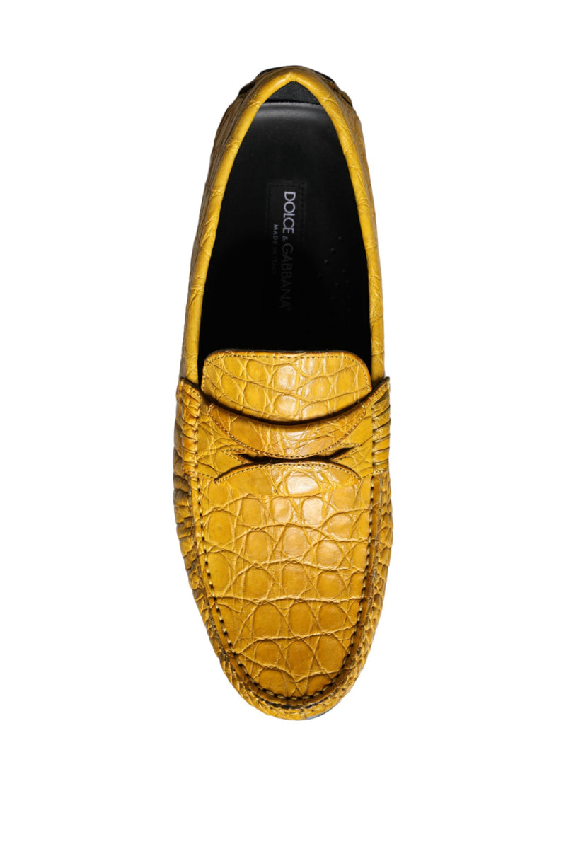Dolce & Gabbana Yellow Leather Slip Mocassin Loafers