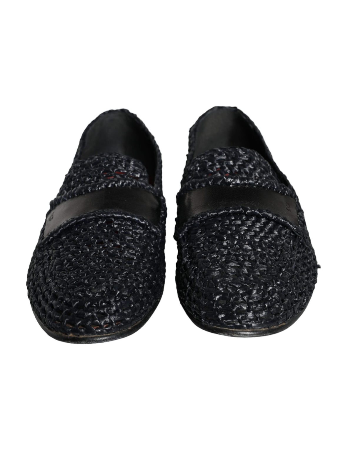Dolce & Gabbana Black Woven Raffia Slip-On Loafers for Men