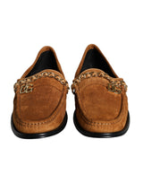 Dolce & Gabbana Mocassins en Cuir Velours Marron avec Logo