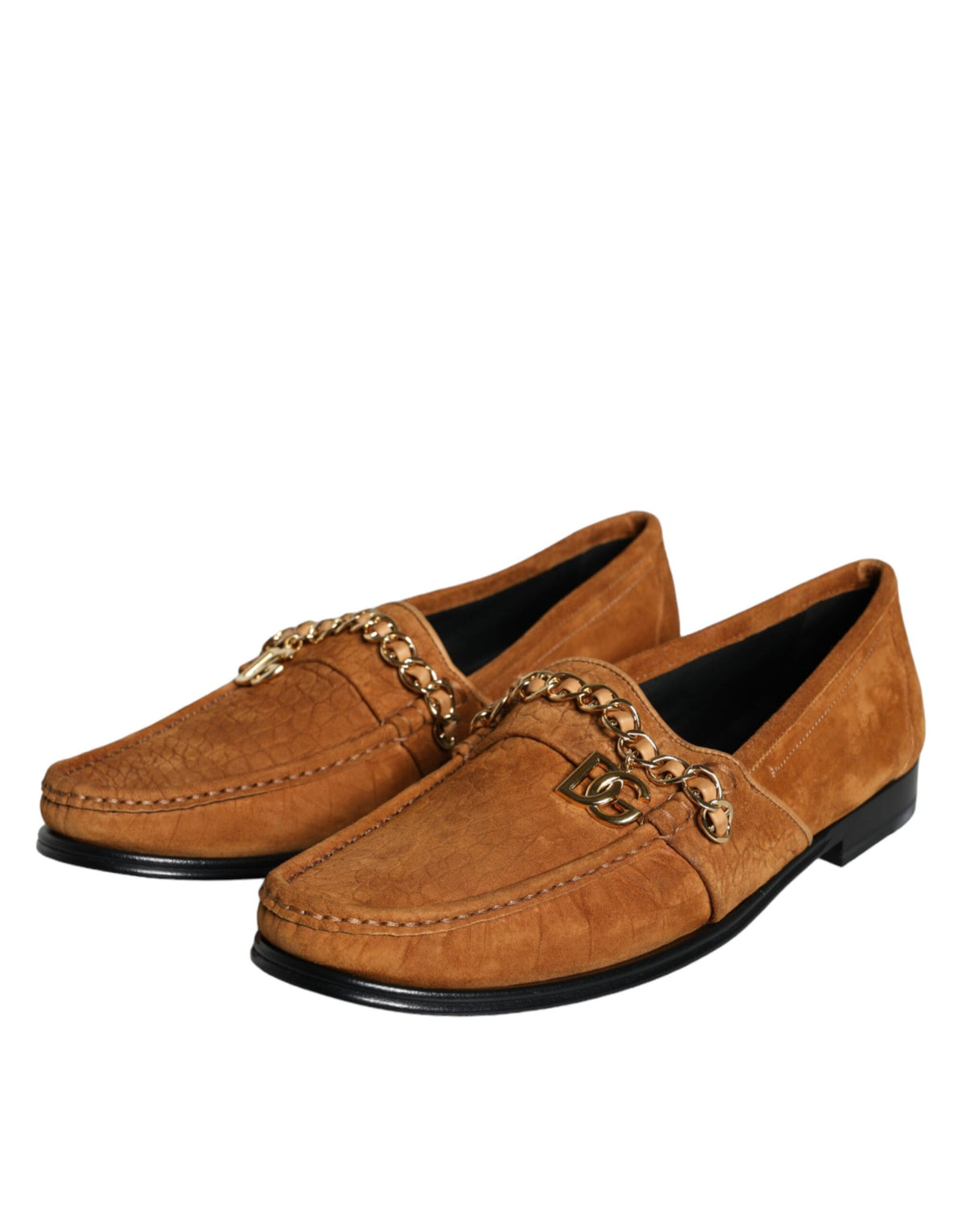 Dolce & Gabbana Mocassins en Cuir Velours Marron avec Logo