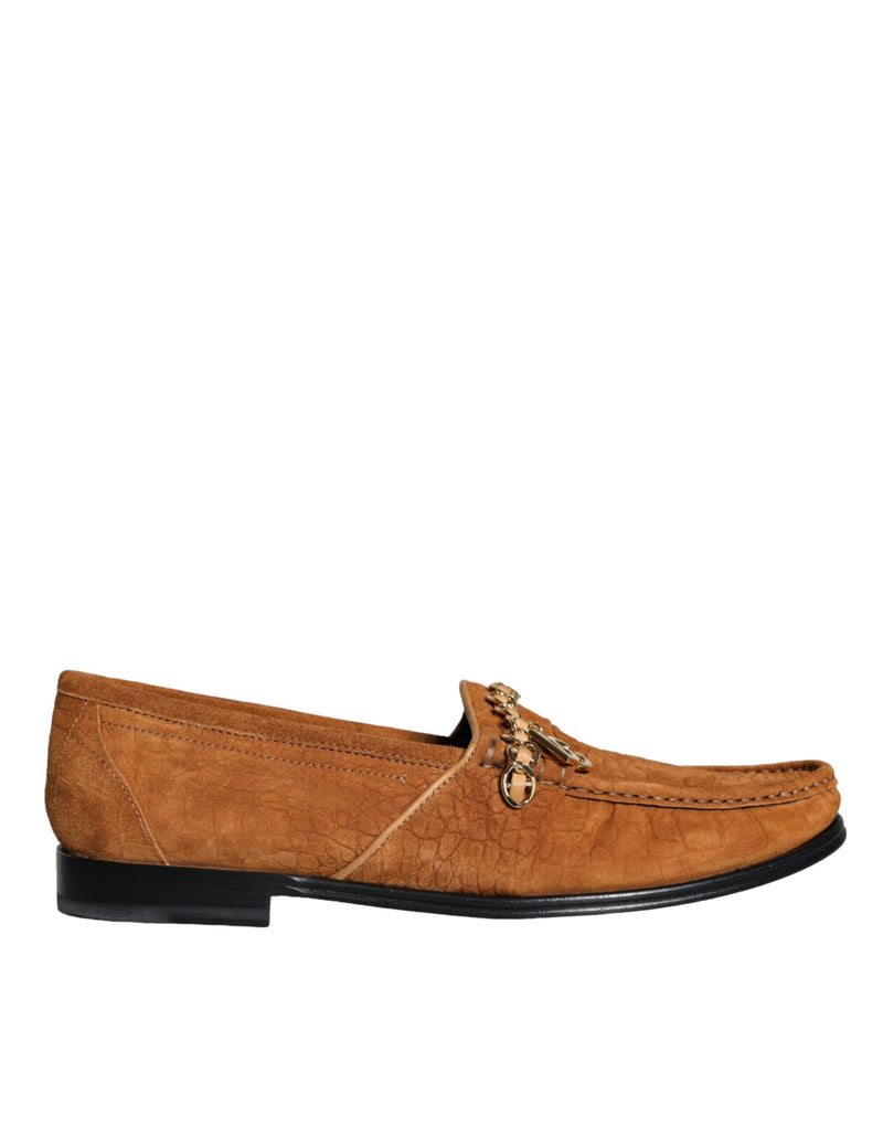 Dolce & Gabbana Mocassins en Cuir Velours Marron avec Logo