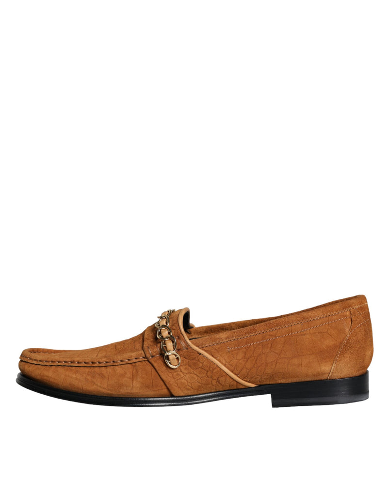 Dolce & Gabbana Mocassins en Cuir Velours Marron avec Logo