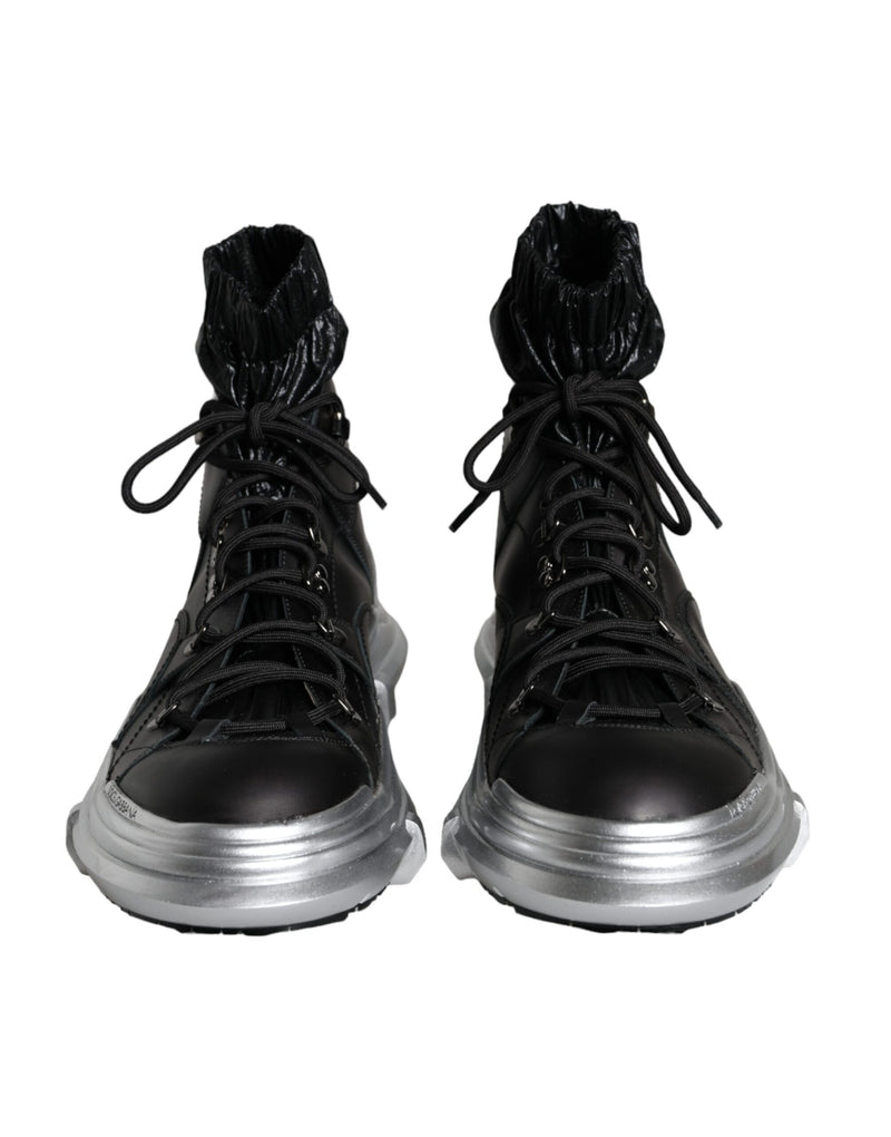 Dolce & Gabbana Black Nylon Galileo High Top Sneakers