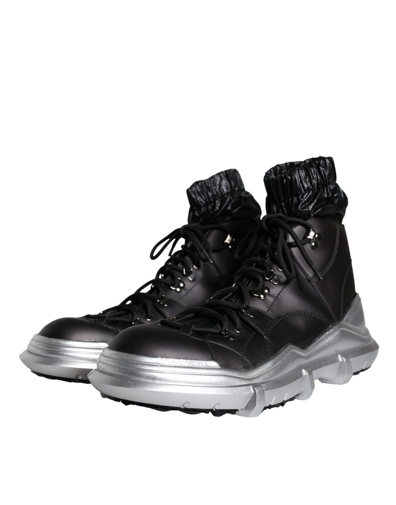 Dolce & Gabbana Black Nylon Galileo High Top Sneakers