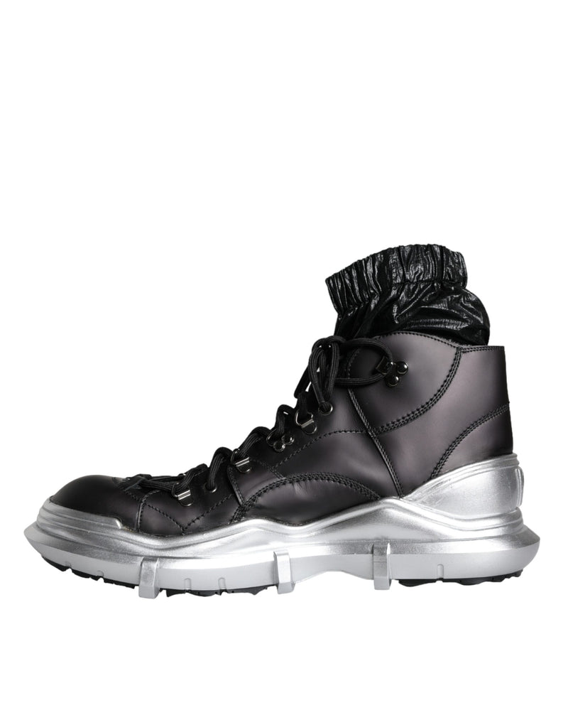 Dolce & Gabbana Black Nylon Galileo High Top Sneakers