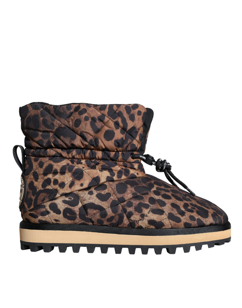Dolce & Gabbana Brown Leopard Ankle Boots - Luxury Padded Shoes