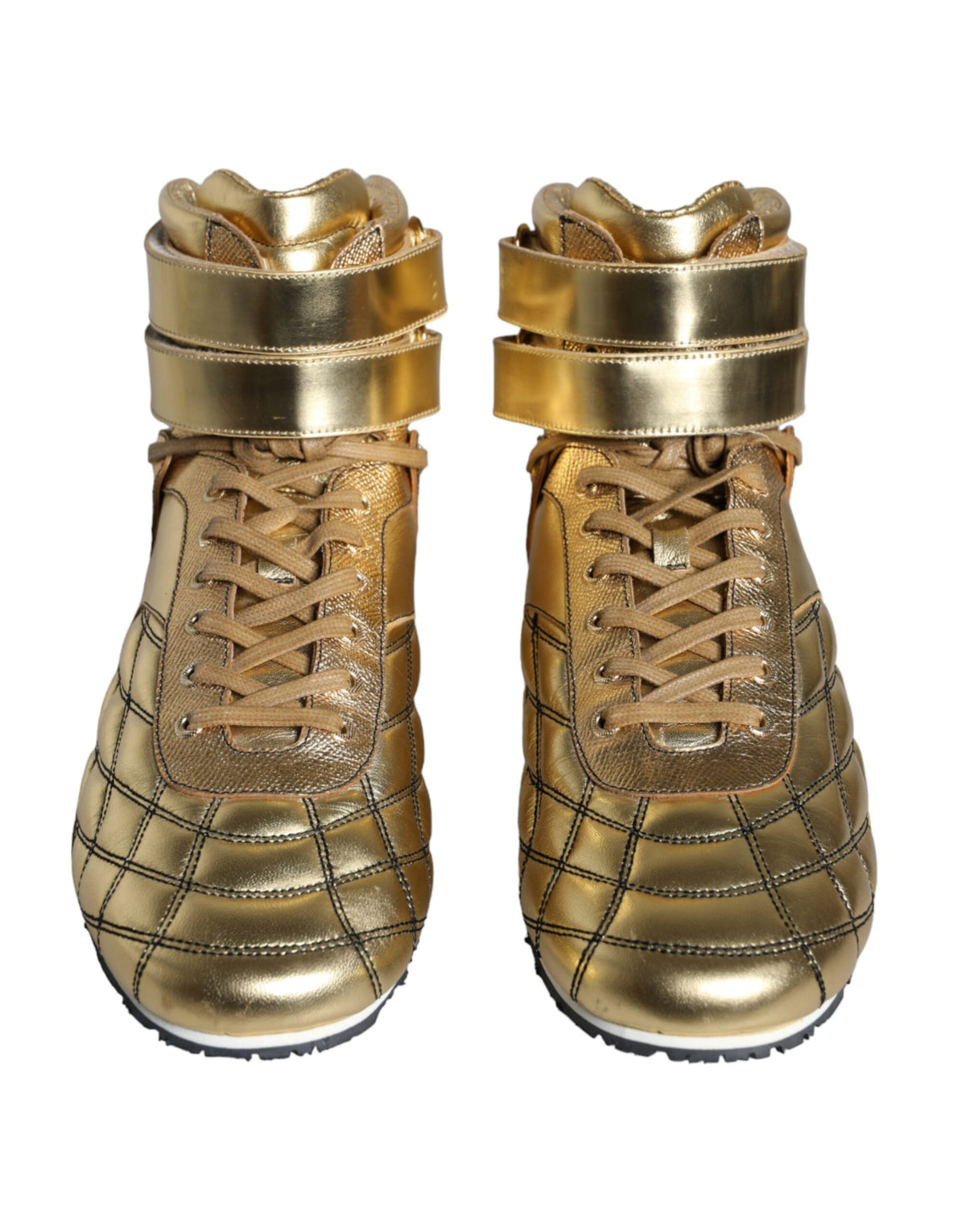 Dolce & Gabbana Gold Leather Sartoria High Top Sneakers