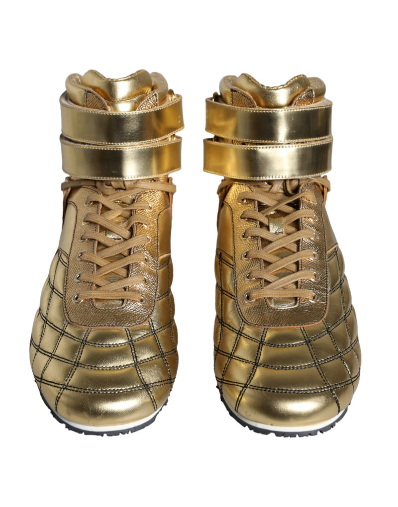 Dolce & Gabbana Gold Leather Sartoria High Top Sneakers