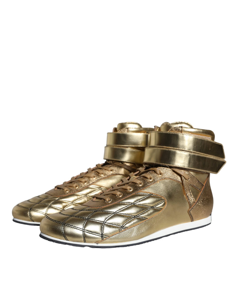 Dolce & Gabbana Gold Leather Sartoria High Top Sneakers