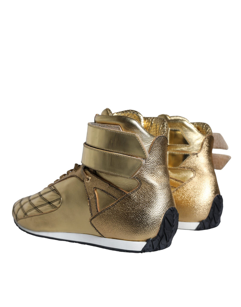 Dolce & Gabbana Gold Leather Sartoria High Top Sneakers