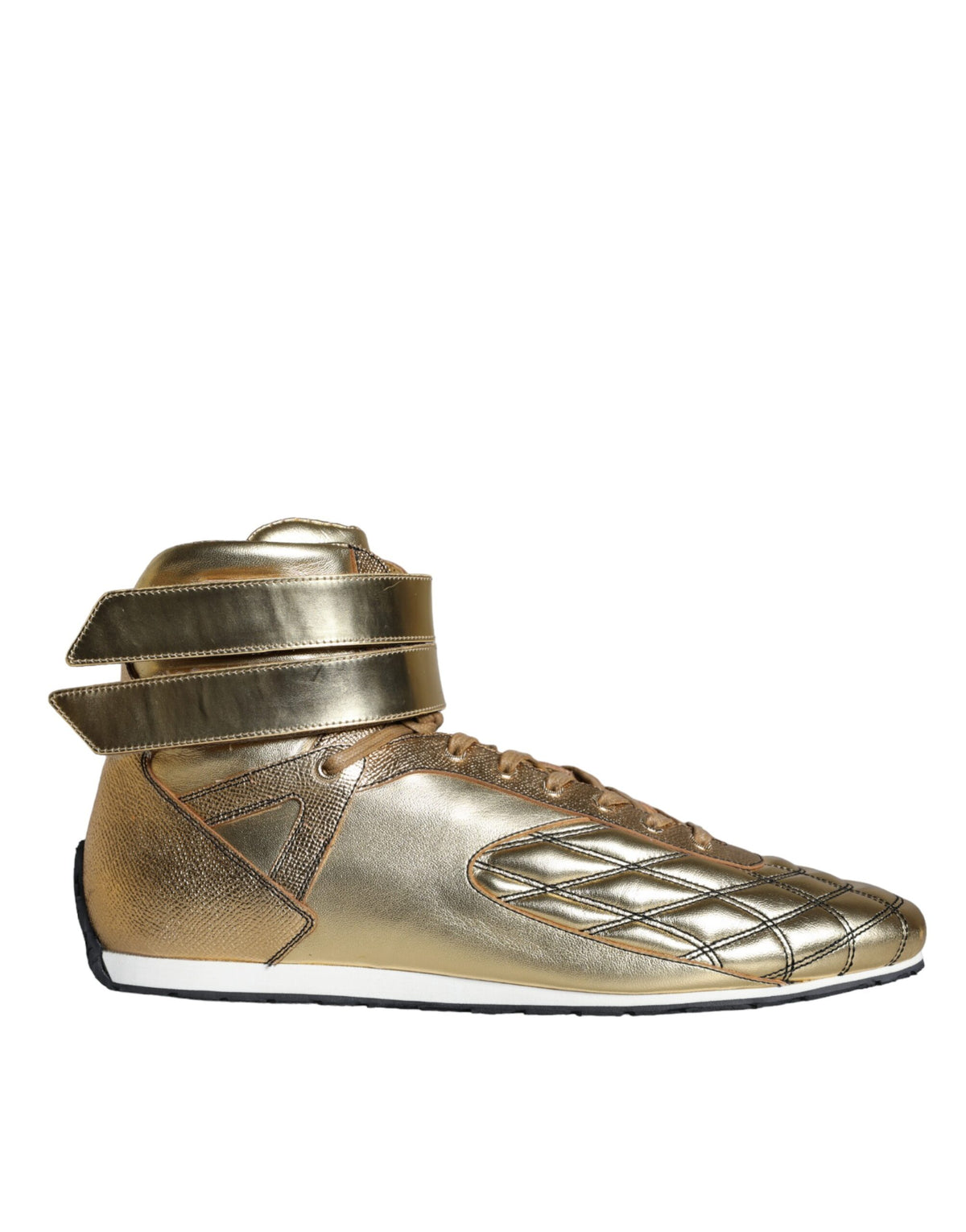 Dolce & Gabbana Gold Leather Sartoria High Top Sneakers